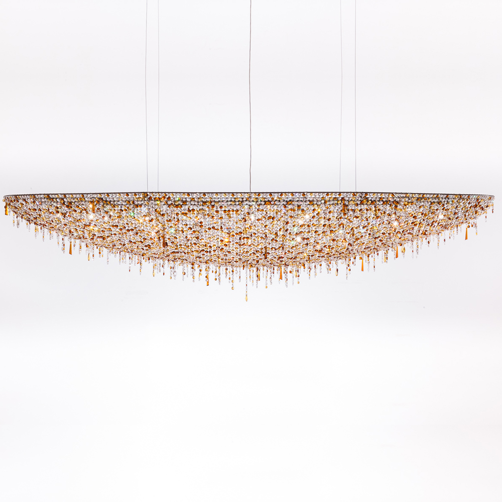 Contemporary Gold Oval Crystal Chandelier
