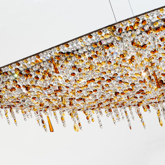 Contemporary Gold Oval Crystal Chandelier