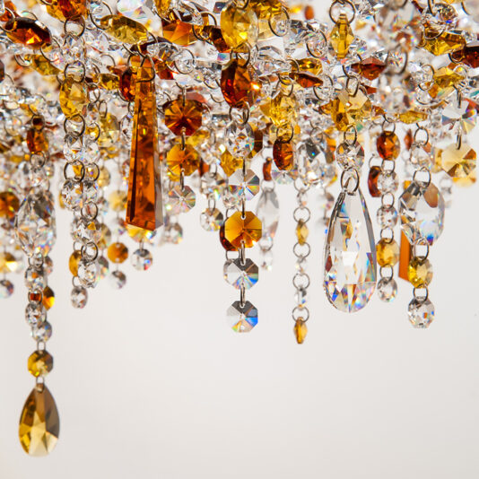 Contemporary Gold Oval Crystal Chandelier