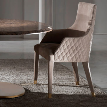 Contemporary Quilted Nubuck Leather Italian Dining Chair