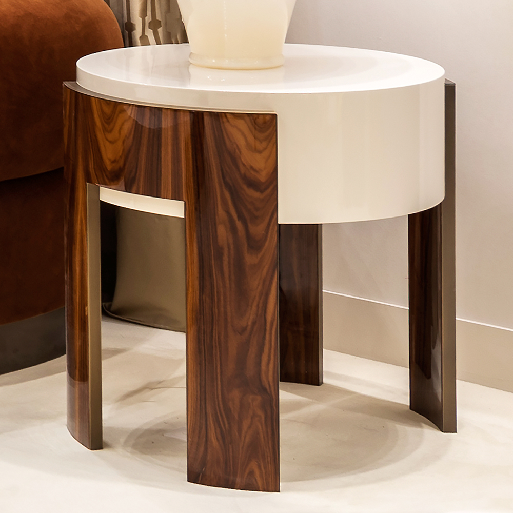 Contemporary Round Ivory Side Table