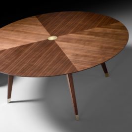Contemporary Round Walnut Designer Dining Table