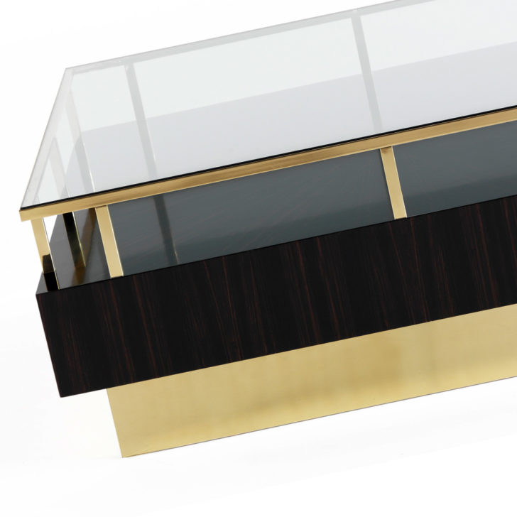 Contemporary Veneered Luxury Brass Coffee Table
