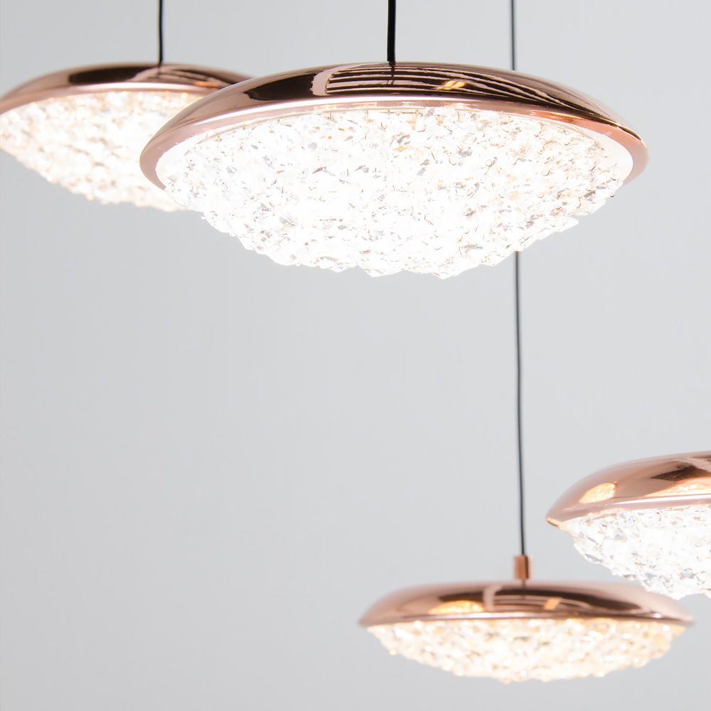 Copper Crystal Contemporary Designer Pendant Light