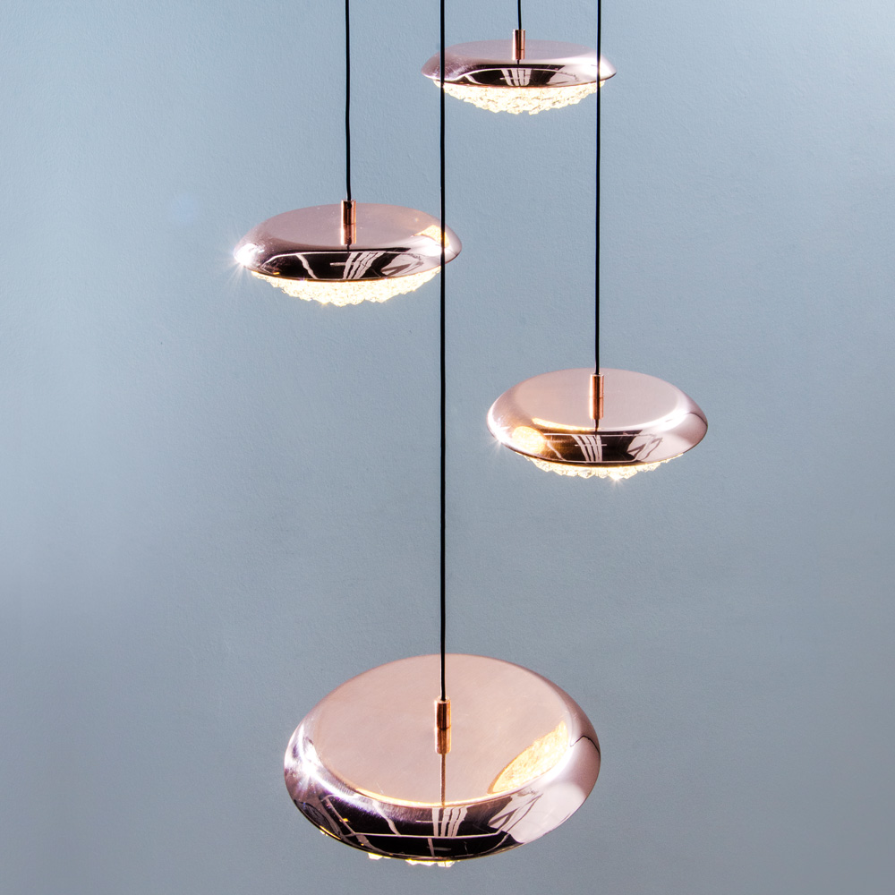 Copper Crystal Contemporary Designer Pendant Light