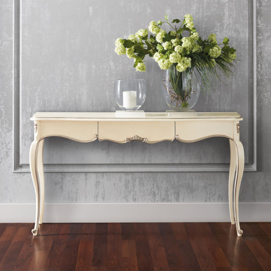 Luxurious Lacquered Cream Silver Console