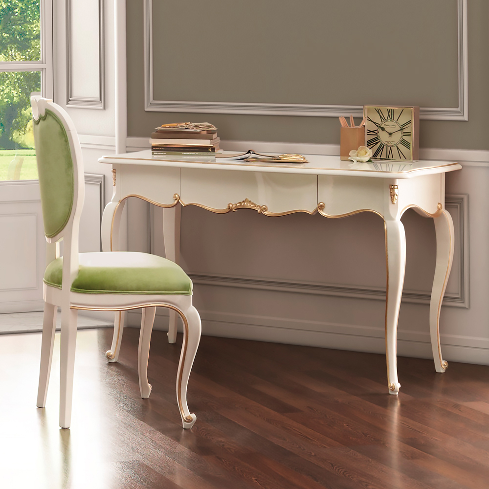 High End Louis Reproduction White Writing Desk