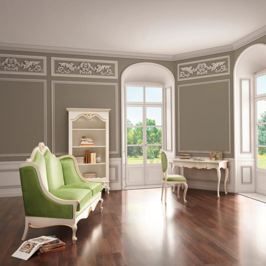 White Designer Gold Leaf Writing Desk