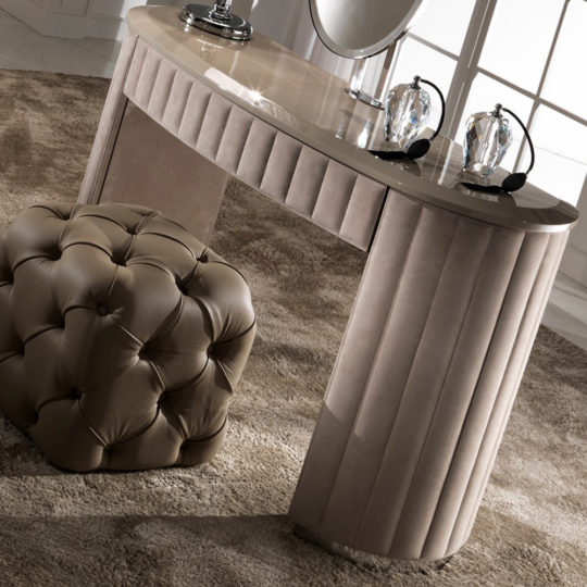 Curved Designer Nubuck Leather Dressing Table - Juliettes Interiors Curved Designer Nubuck Leather Dressing Table - Juliettes Interiors