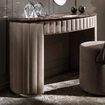 Curved Designer Nubuck Leather Marble Dressing Table Curved Designer Nubuck Leather Marble Dressing Table
