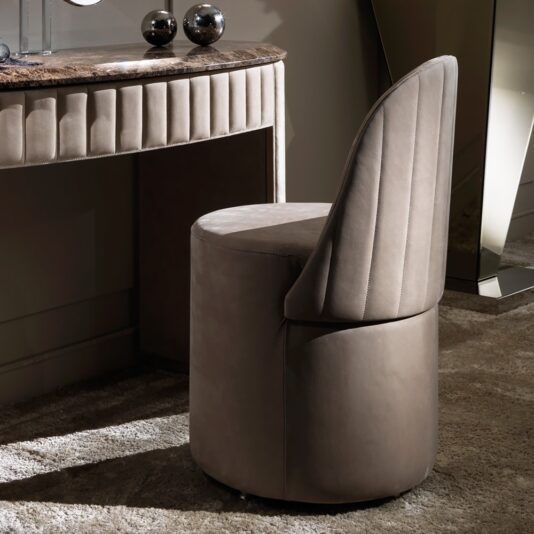 Curved Designer Nubuck Leather Marble Dressing Table