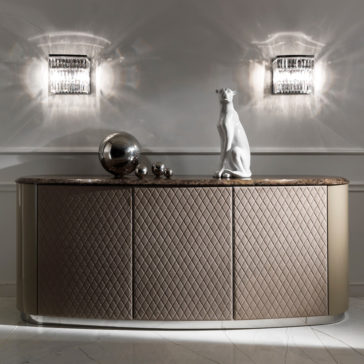 Curved High End Lacquered Quilted Leather Sideboard Curved High End Lacquered Quilted Leather Sideboard