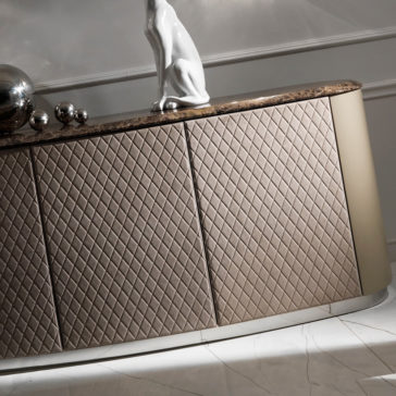 Curved High End Lacquered Quilted Leather Sideboard Curved High End Lacquered Leather Sideboard