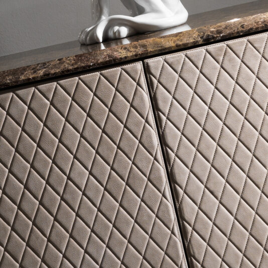 Curved High End Lacquered Quilted Leather Sideboard Curved High End Lacquered Leather Sideboard