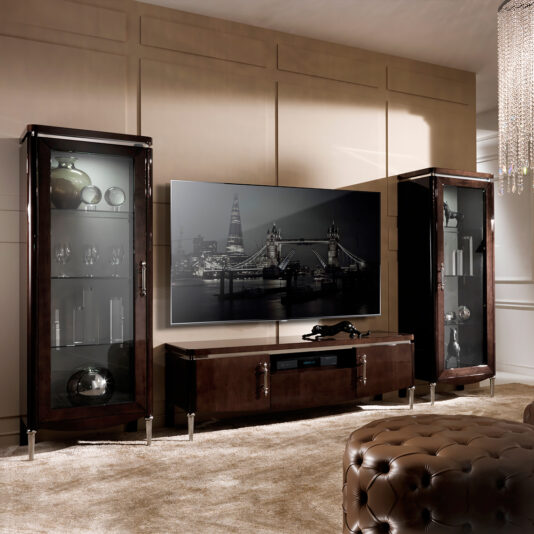 Luxury Walnut Veneer Italian Display Cabinet Luxury Walnut Veneer Italian Display Cabinet