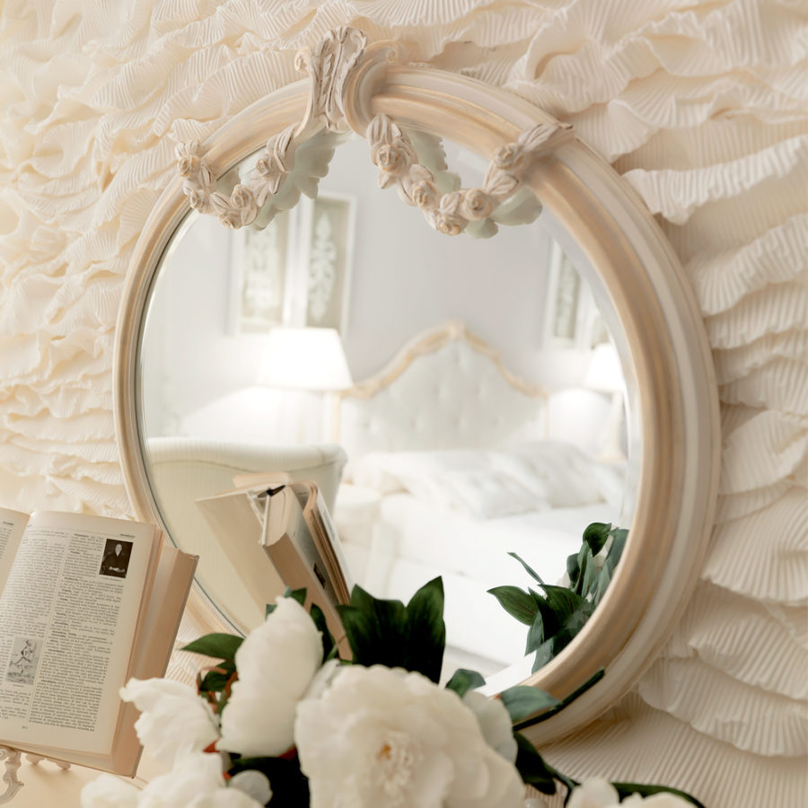 Delicate Hand Painted Oval Italian Mirror - Juliettes Interiors