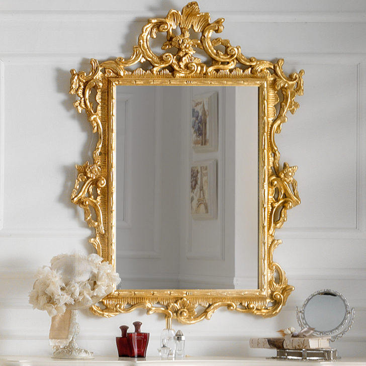 Designer Ivory and Gold Leaf Dressing Table And Mirror Set