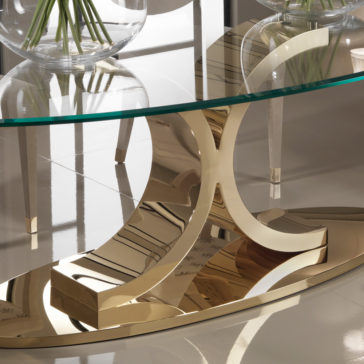 Designer 24 Carat Gold Oval Glass Dining Set