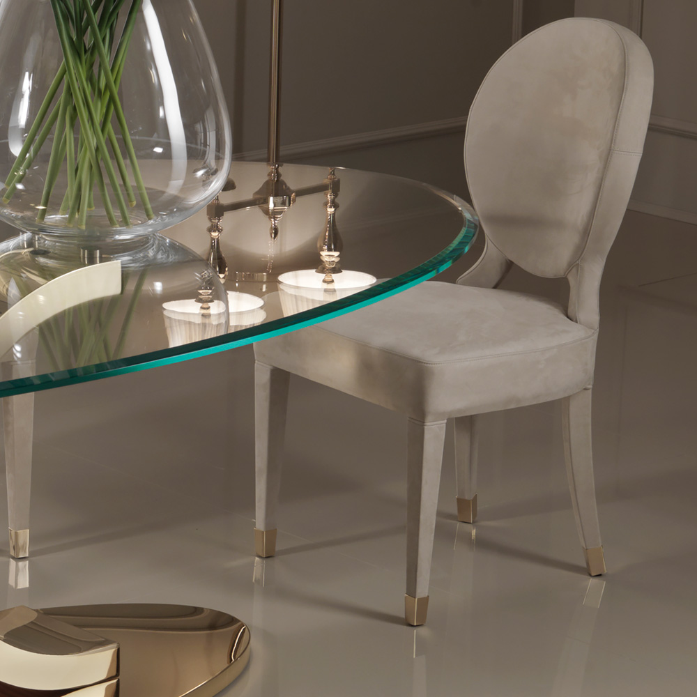 High End Designer Italian Nubuck Leather Dining Chair