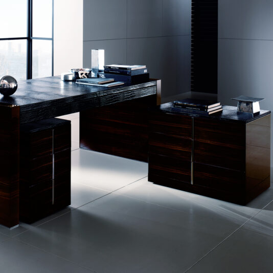 Contemporary Embossed Leather Ebony Desk Designer Alligator Leather Ebony Desk