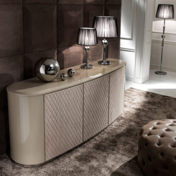 Designer Curved Lacquered Leather Sideboard Designer Curved Lacquered Leather Sideboard