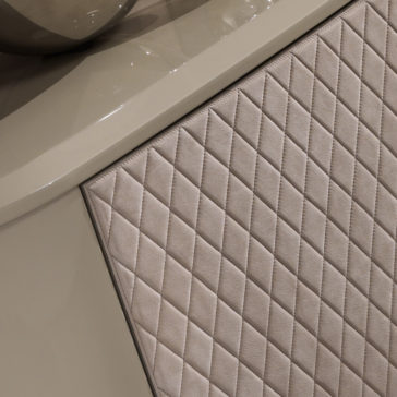 Designer Curved Lacquered Leather Sideboard Designer Curved Lacquered Leather Sideboard