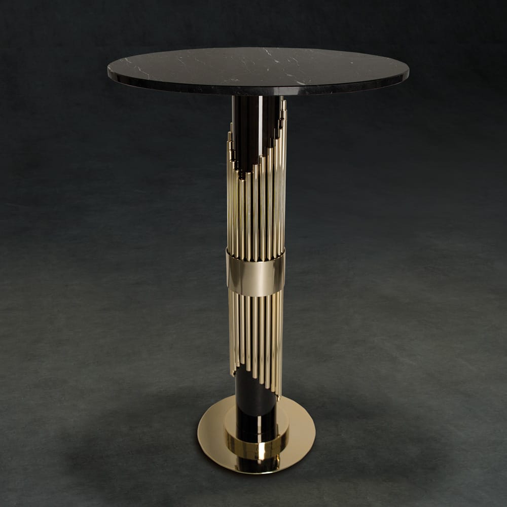 Designer Gold Plated Marble Contemporary Bar Table