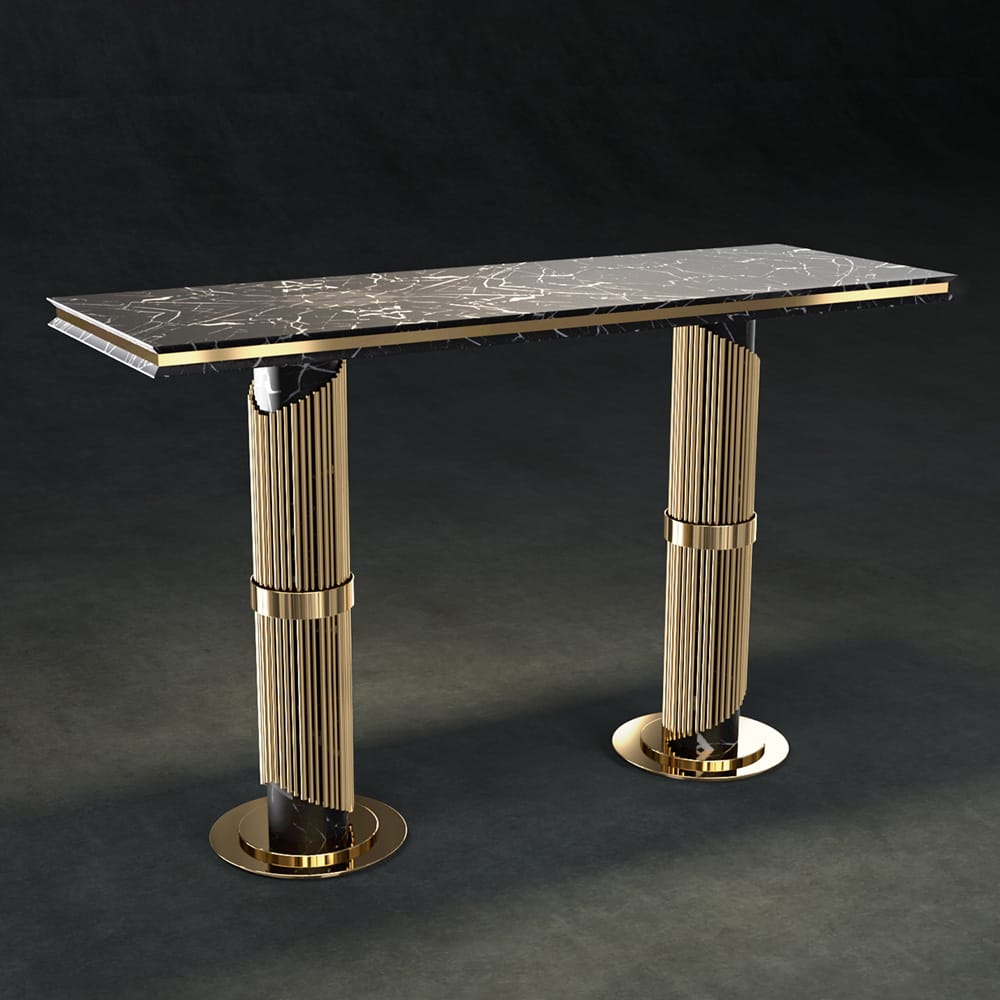 Designer Gold Plated Marble Contemporary Console