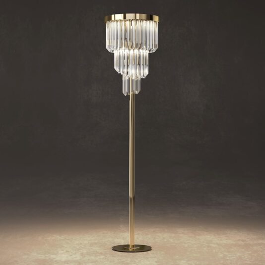 Designer Gold Plated Spiral Crystal Floor Lamp