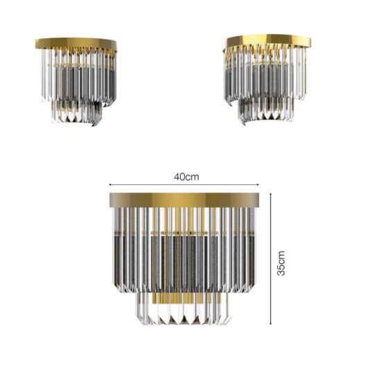 Designer Gold Plated Spiral Crystal Large Wall Light