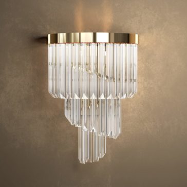 Designer Gold Plated Spiral Crystal Large Wall Light Designer Gold Plated Spiral Crystal Large Wall Light