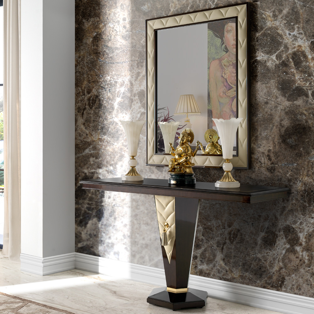 Designer High End Art Deco Inspired Console And Mirror Set