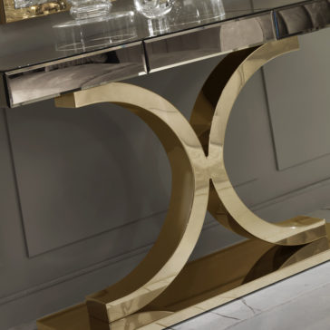Designer Italian Bronze Mirrored Glass Modern Gold Console Designer Italian Bronze Mirrored Glass Modern Gold Console