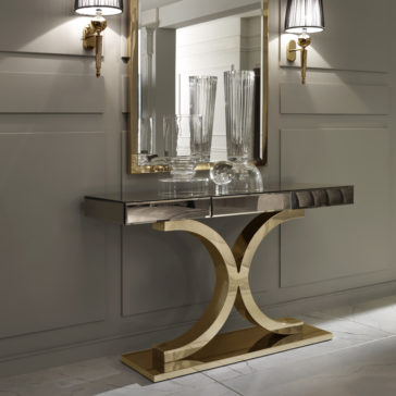 Designer Italian Bronze Mirrored Glass Modern Gold Console Designer Italian Bronze Mirrored Glass Modern Gold Console
