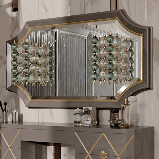 Designer Italian High Gloss Lacquered Art Deco Inspired Mirror