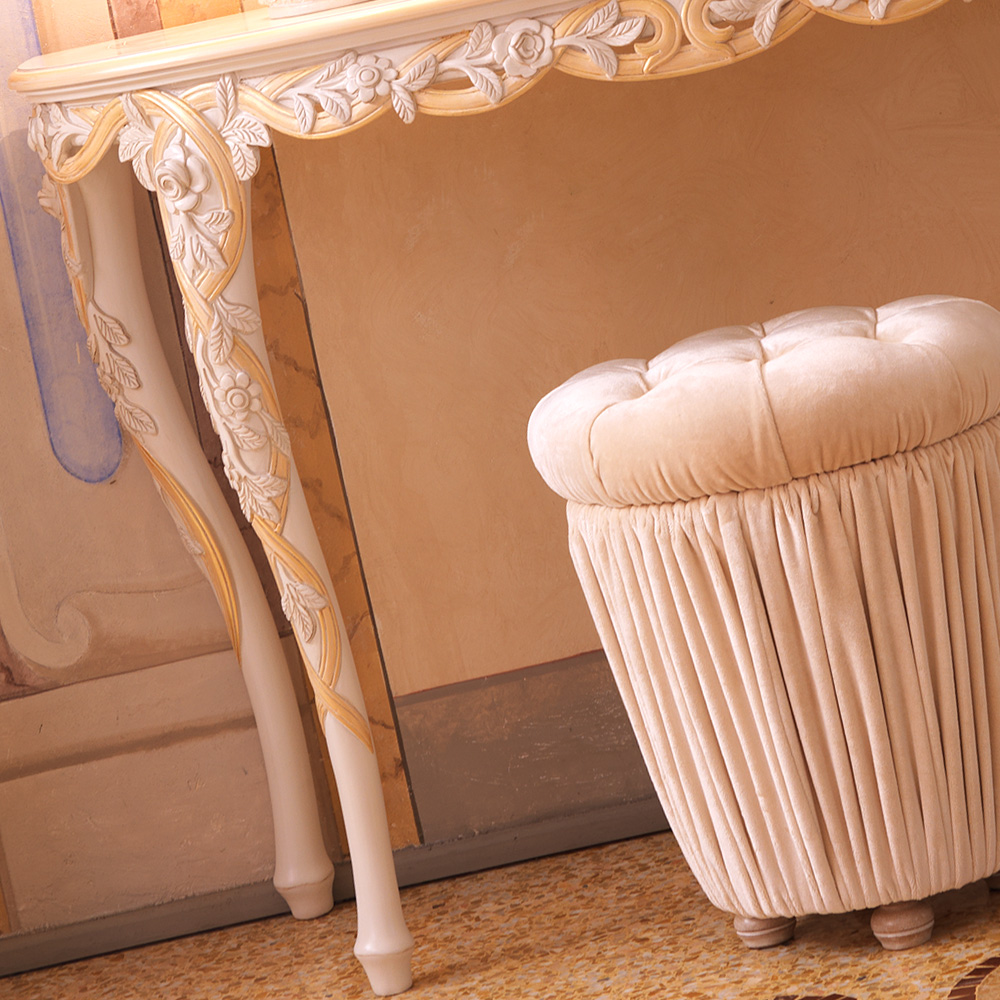 Designer Italian Ivory and Gold Console Table