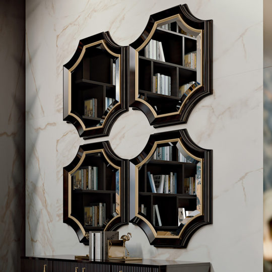 Art Deco Inspired High Gloss Ebony Mirror 1