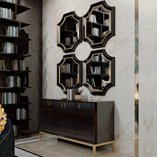 Art Deco Inspired High Gloss Ebony Mirror 3