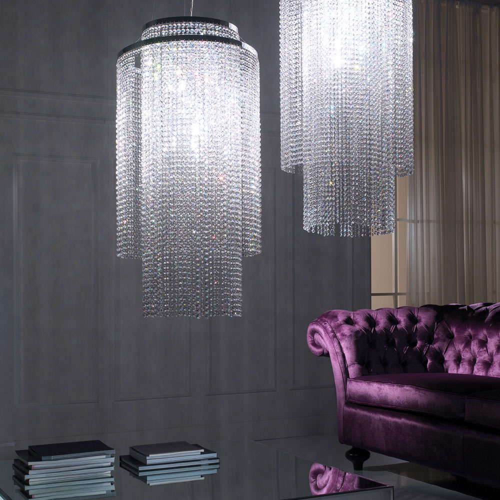 Designer Italian Luxury Vertical Crystal Chandelier