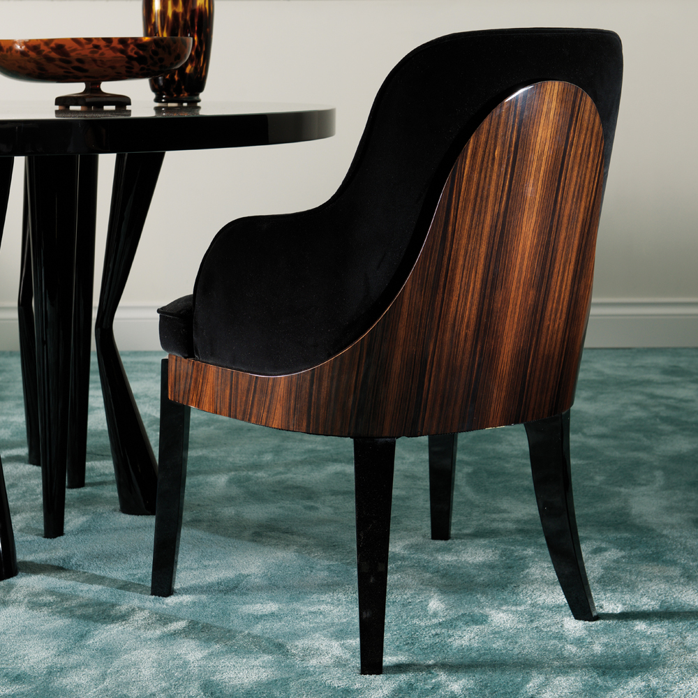 Designer Italian Macassar Velvet Dining Chair