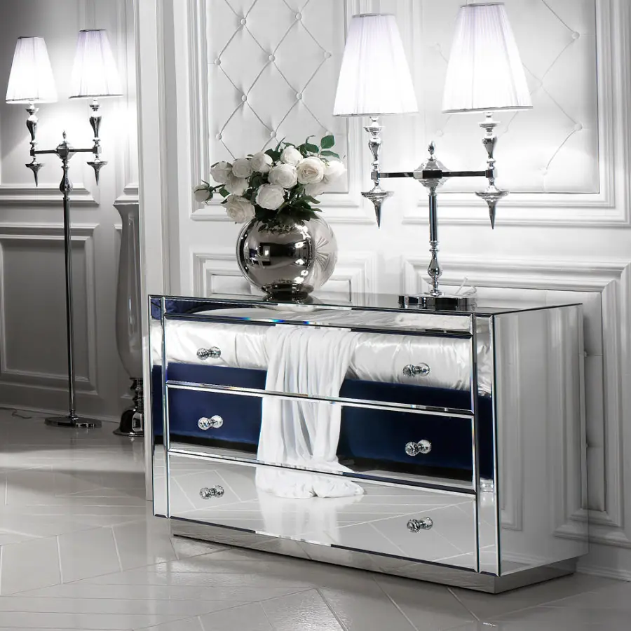Designer Italian Mirrored Chest Of Drawers - Juliettes Interiors