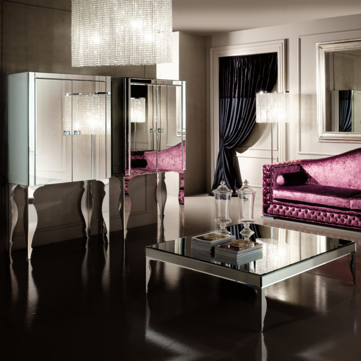 Designer Italian Mirrored Cocktail Cabinet