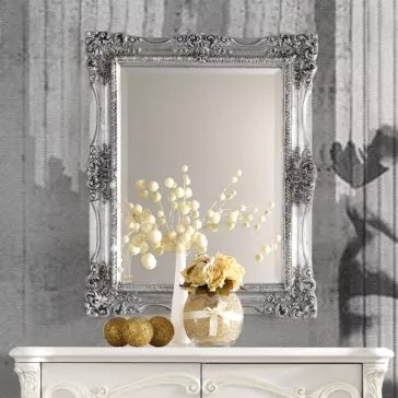 Designer Italian Ornate Silver Leaf Wall Mirror Designer Italian Ornate Silver Leaf Wall Mirror
