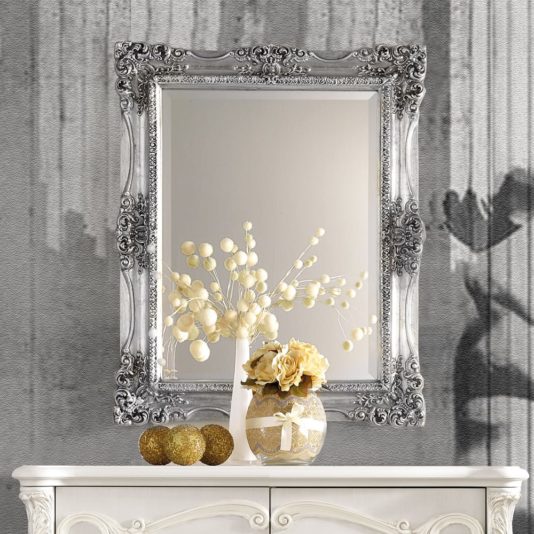 Designer Italian Ornate Silver Leaf Wall Mirror