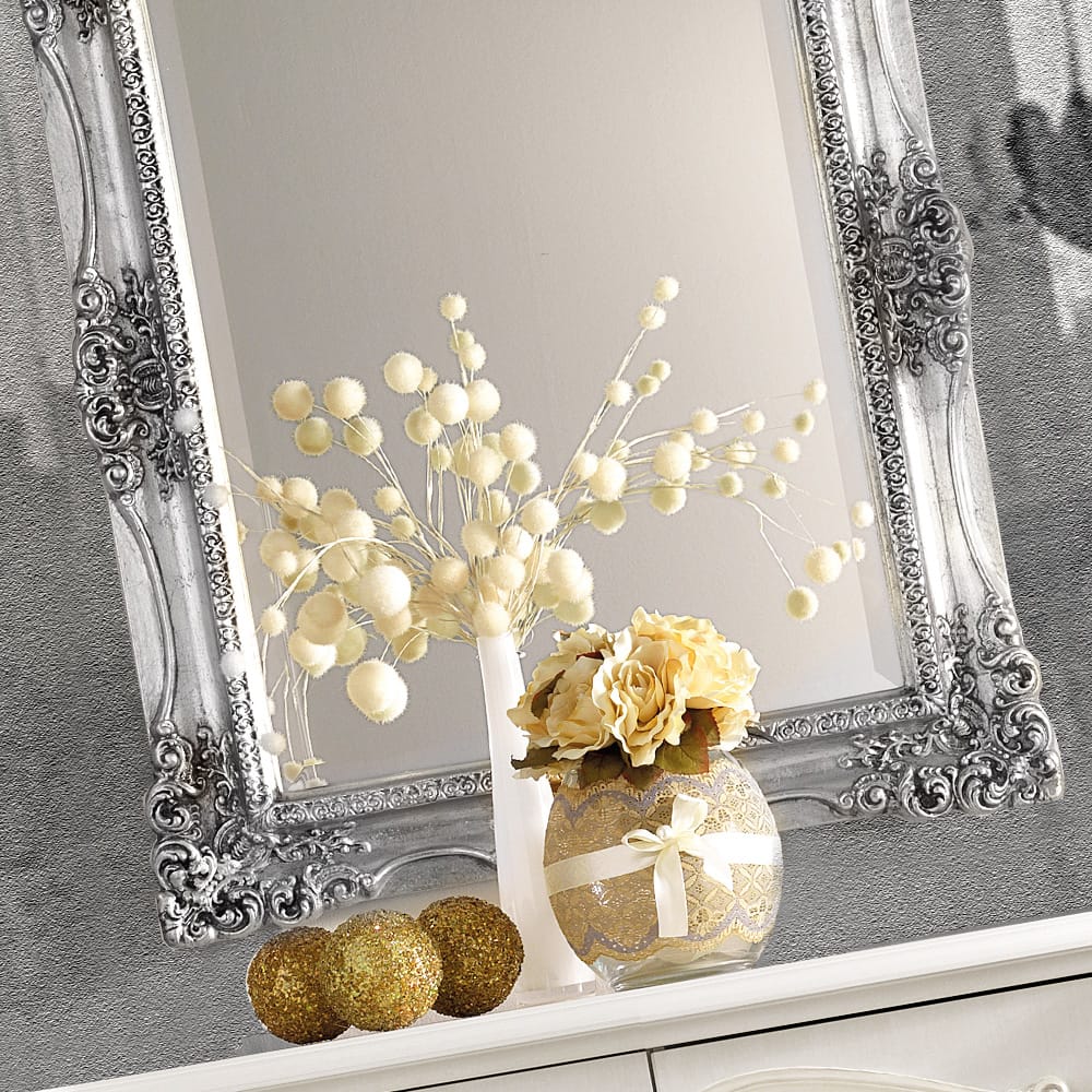 Designer Italian Ornate Silver Leaf Wall Mirror