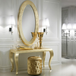 Designer Italian Oval Gold Leaf Mirror