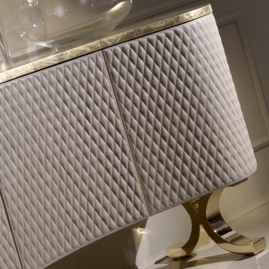 Designer Italian Quilted Leather Sideboard Buffet Designer Italian Quilted Leather Sideboard Buffet