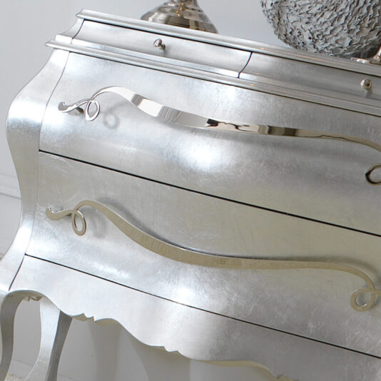 Designer Italian Silver leaf Bombe Chest