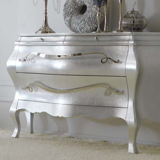 Designer Italian Silver leaf Bombe Chest