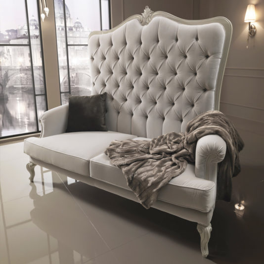 Designer Italian Velvet High Backed Sofa